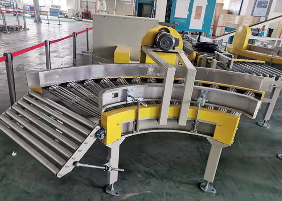 SEW Motor Curve Roller Conveyor 0,75 - 1,5 KW Palletisasi Dalam Jalur Pengepakan