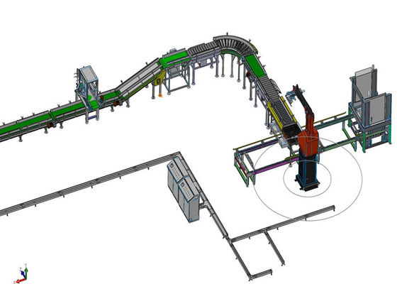 4KW 4 Axes Robotic Bag Palletizer Di Lini Produksi Pupuk