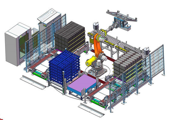 4KW 4 Axes Robotic Bag Palletizer Di Lini Produksi Pupuk